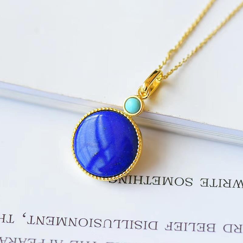 Collier lapis lazuli pendentif bleu